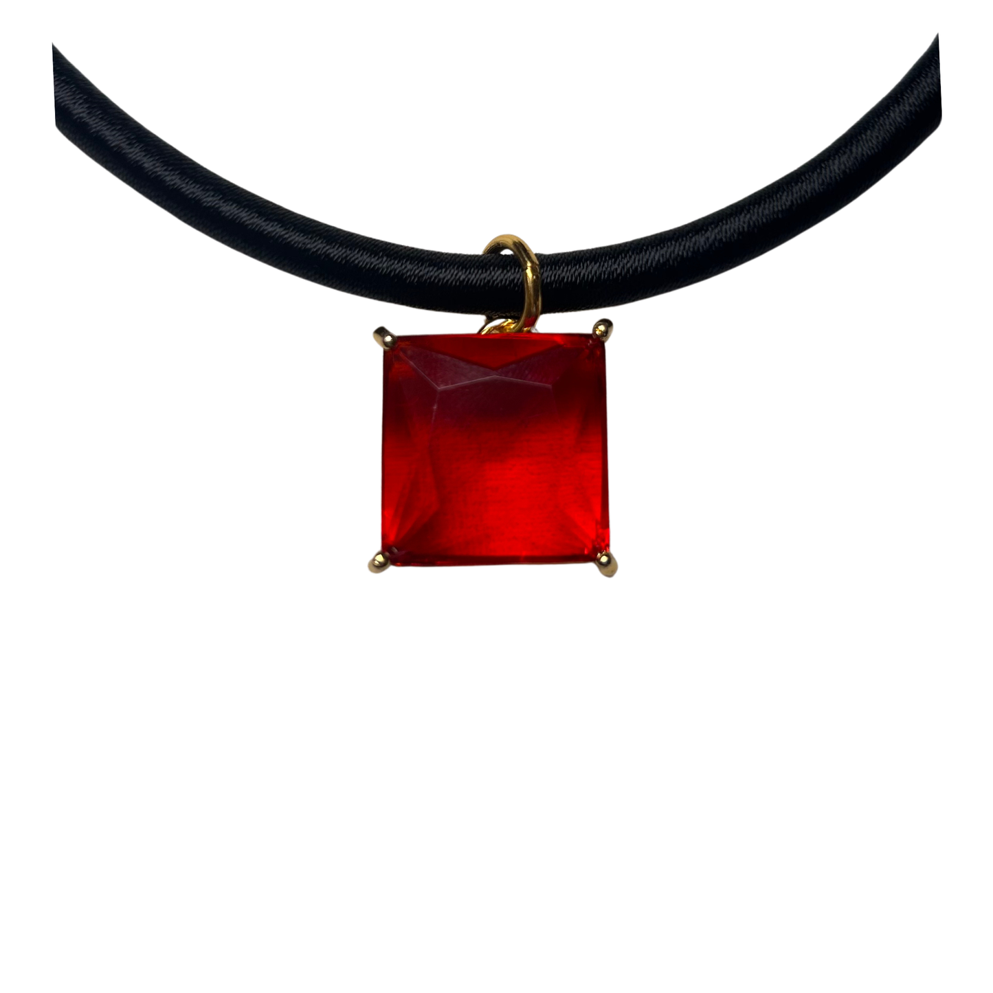Colar de seda e cristal vermelho