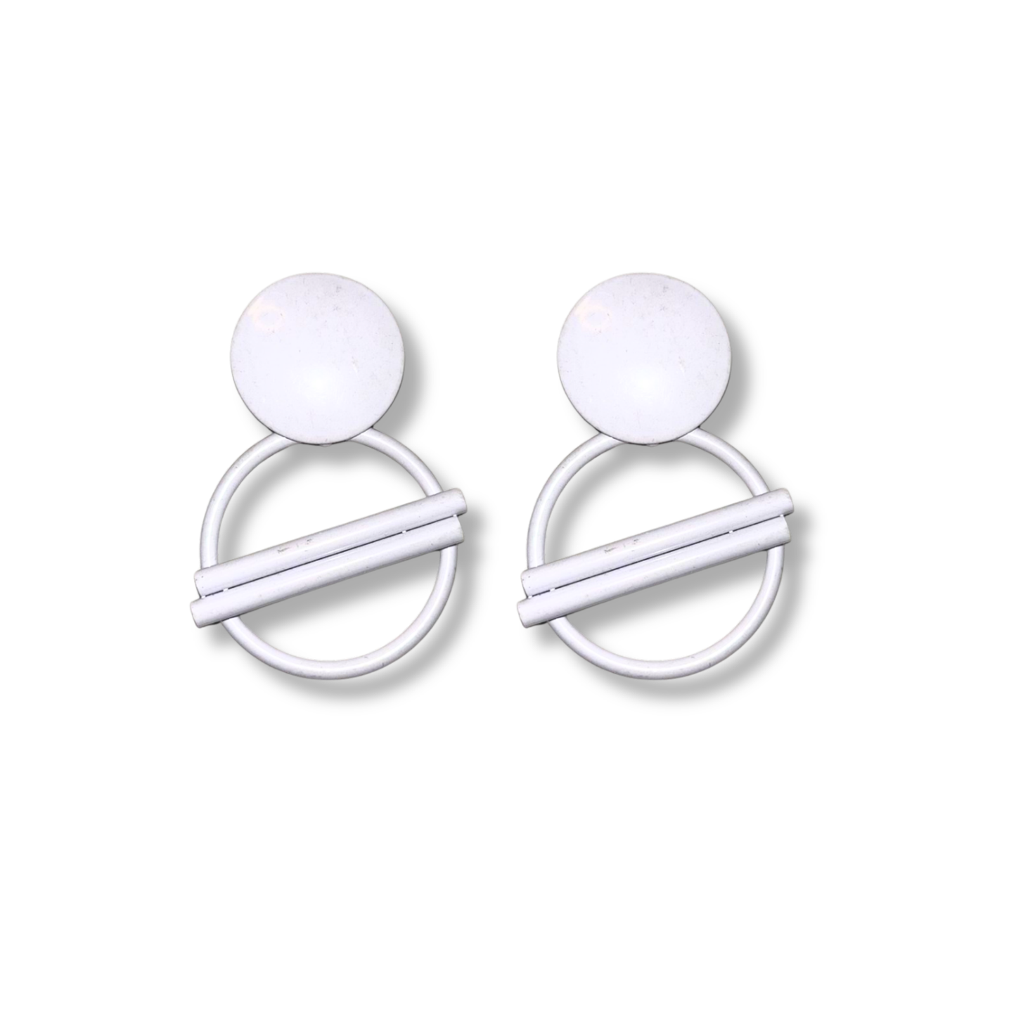 Brinco Branco Esmalte e Metal Vintage