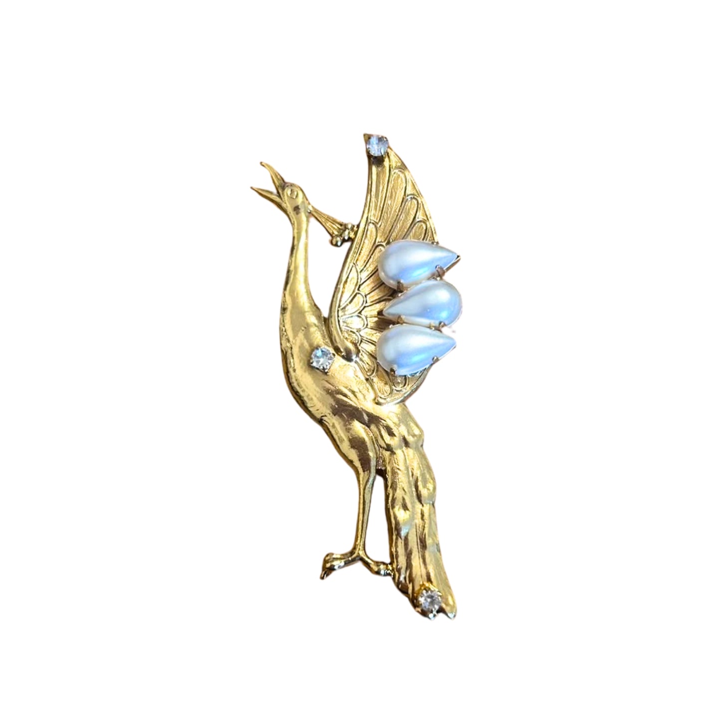 Broche Pavão Cravejado Pérolas