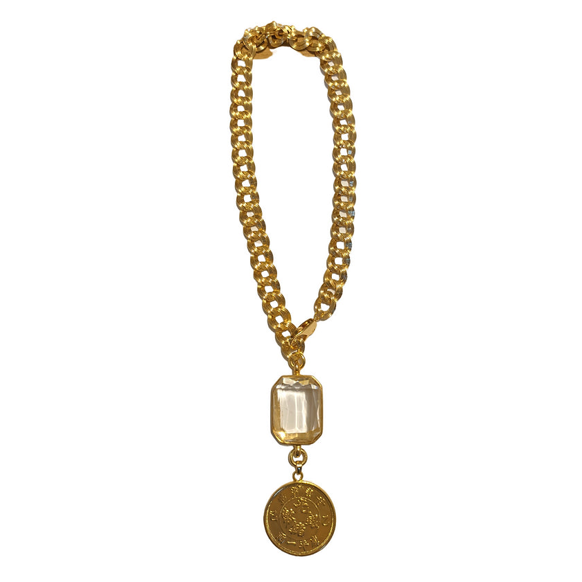 Colar Cristal e Moeda