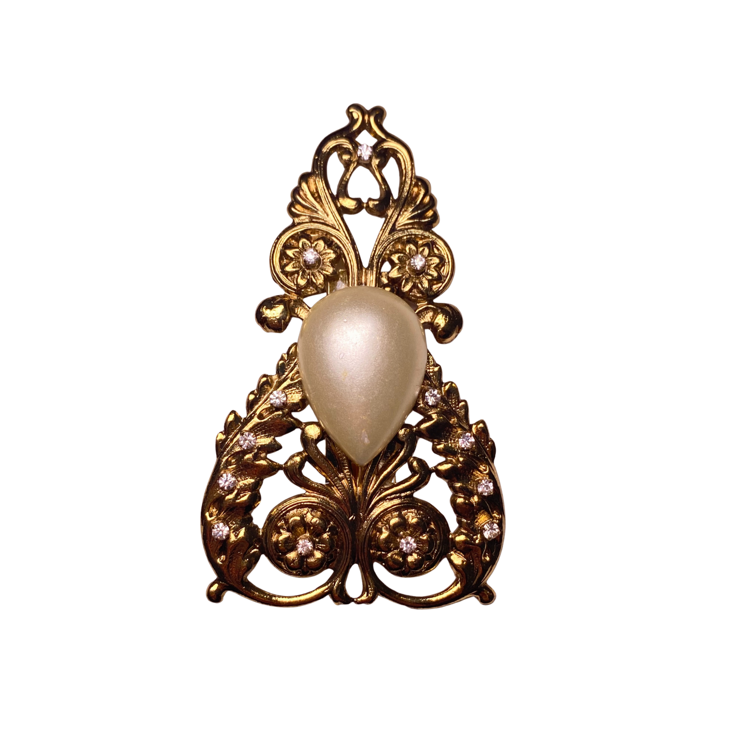 Broche Dourado com Pérola Gota