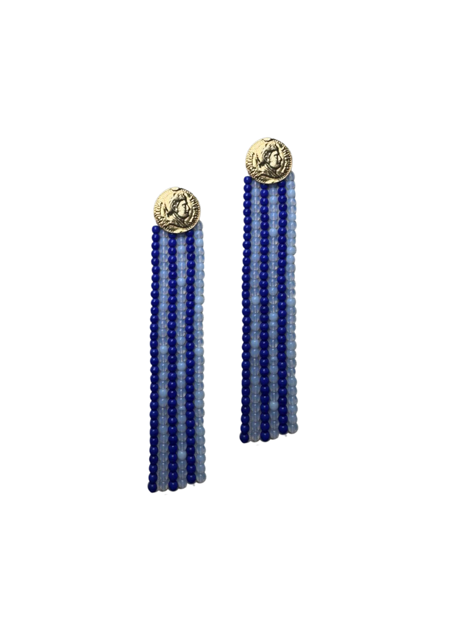 Brinco Moeda Chuveiro Pedras Azuis