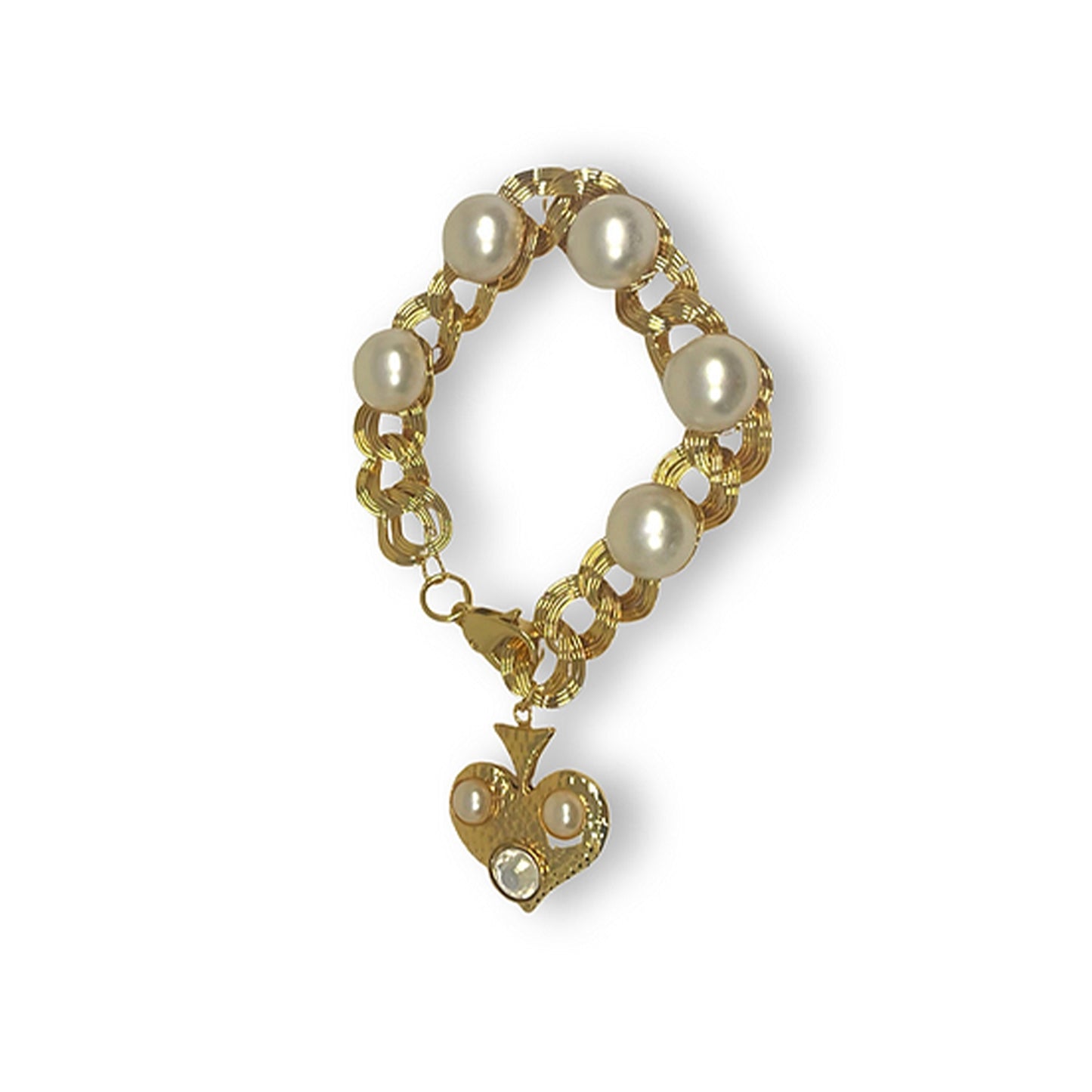 Pulseira Corrente Pérola Coração