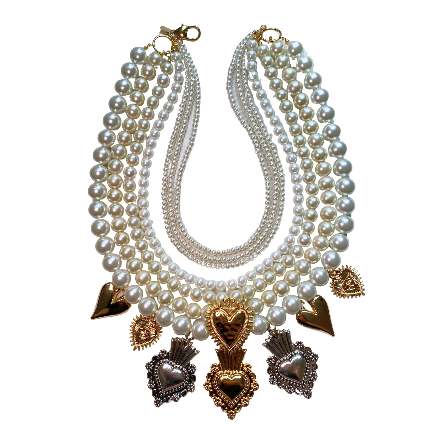 Colar Maxi Pérolas e Corações