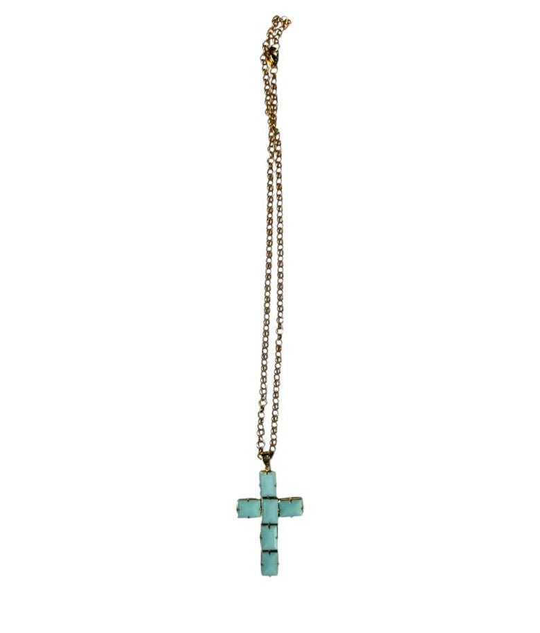 Colar Portrait Cruz de Cristais