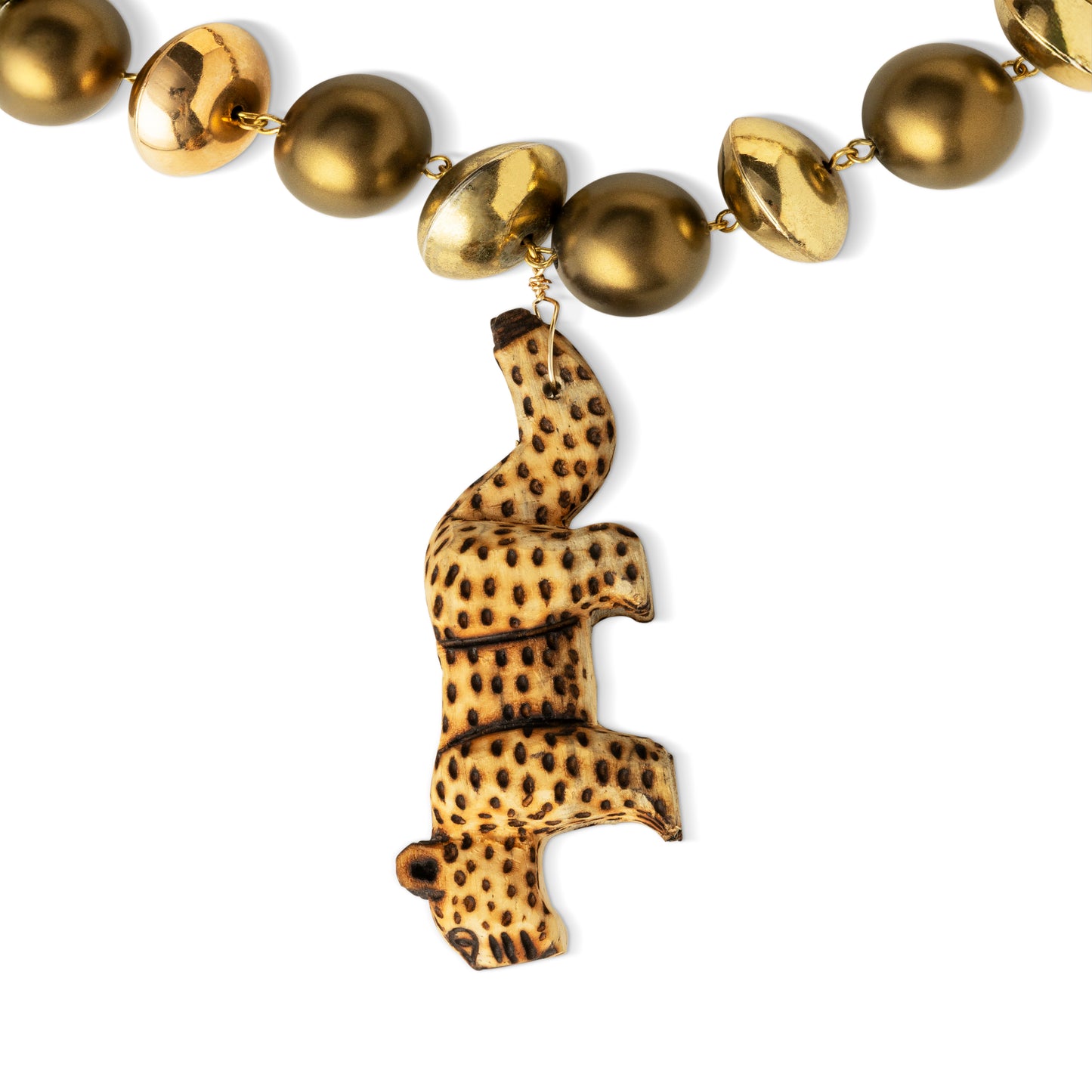 Colar Onça e Discos Dourados