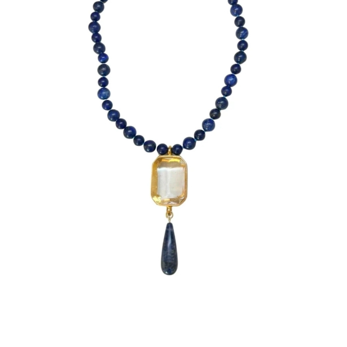 Colar Lapis Lazuli com Cristal e Gota