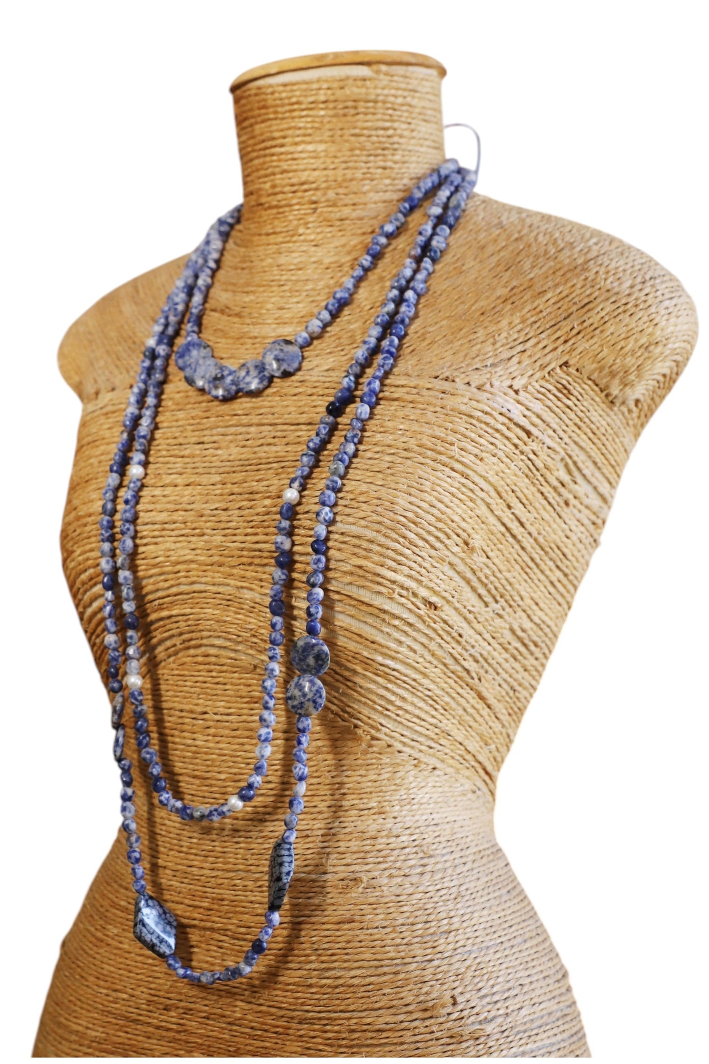 Colar triplo lápis lazuli