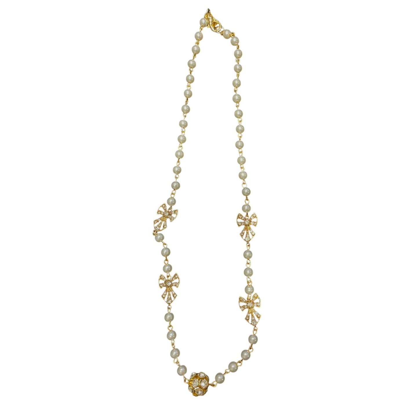 Sautoir curto de pérola com pingentes