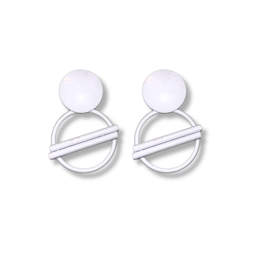 Brinco Branco Esmalte e Metal Vintage