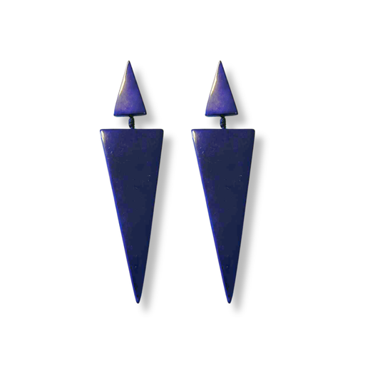 Brinco Triangular Roxo Resina Vintage