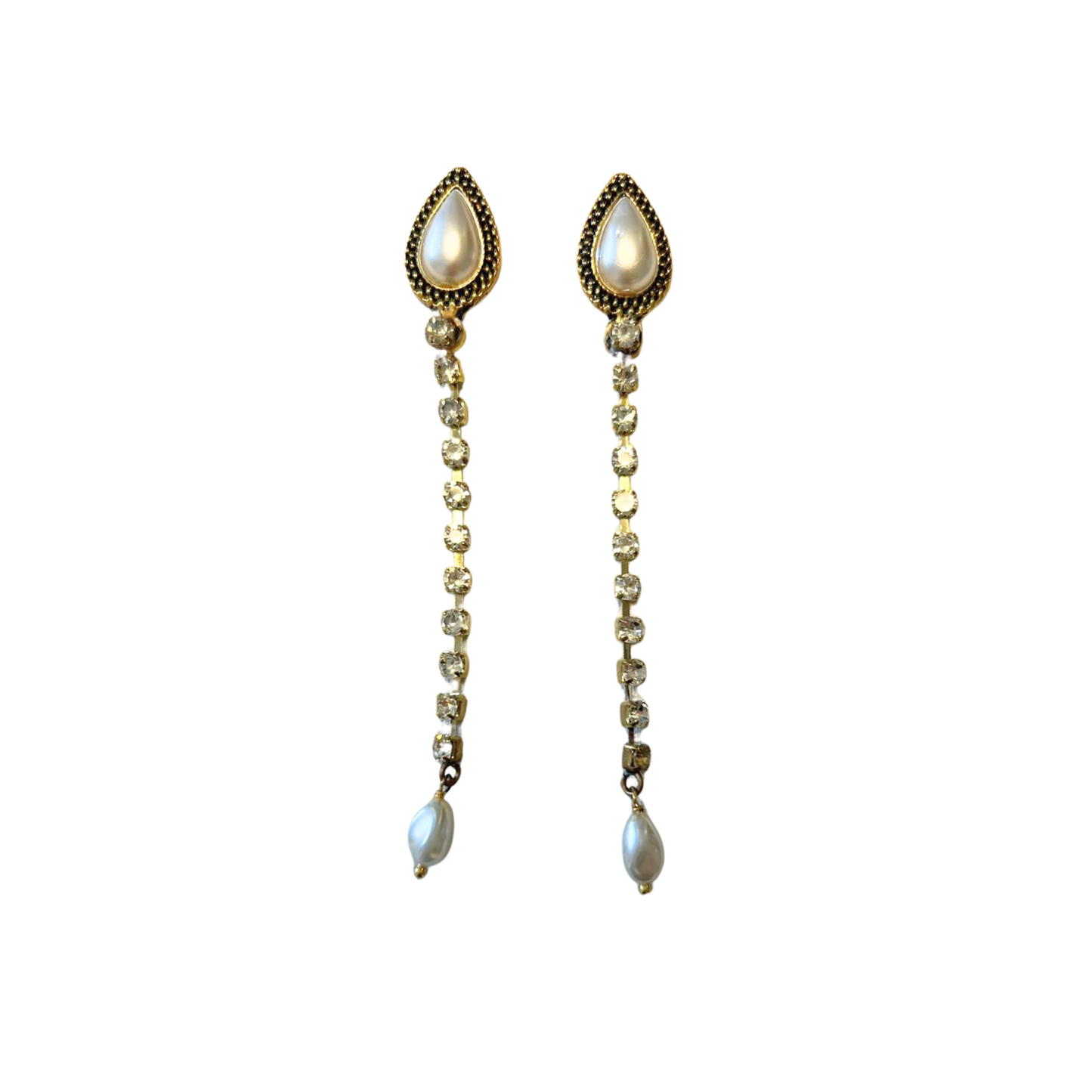 Brinco Akari Strass e Gota de pérola