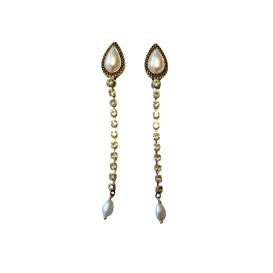 Brinco Akari Strass e Gota de pérola