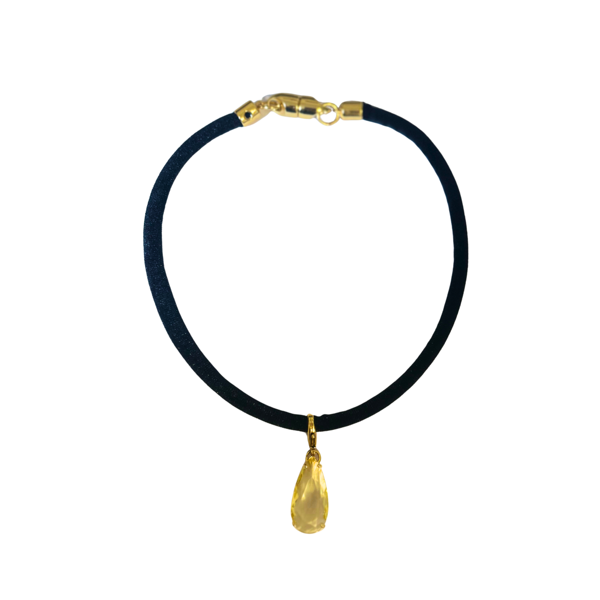 Colar Cristal Gota Amarela