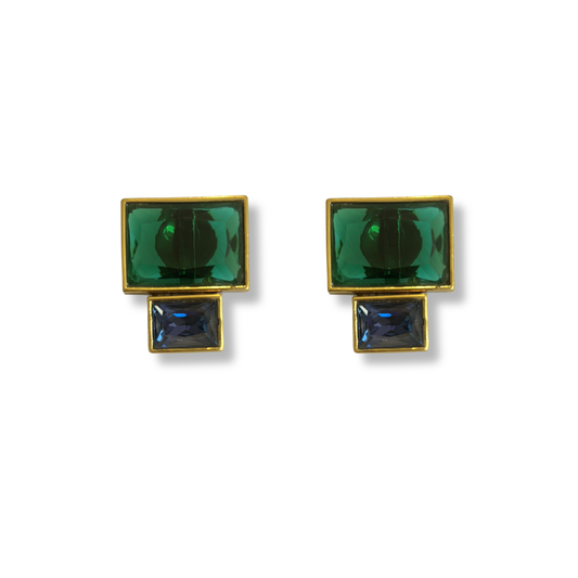 Brinco Josephine Realeza Verde com Azul