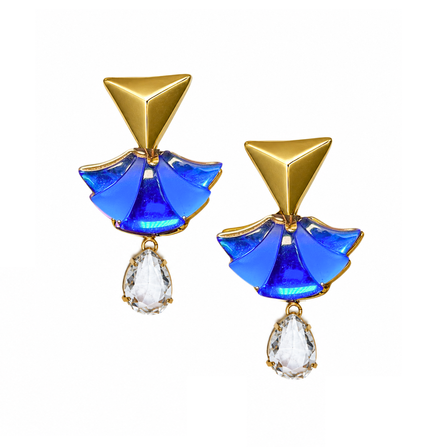 Brinco Eclát Azul Cobalto e Gota de Cristal