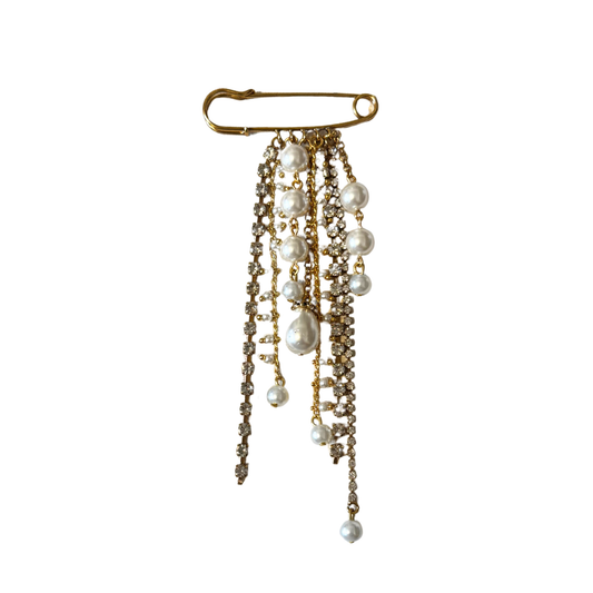 Broche Alfinete Pérolas e Strass