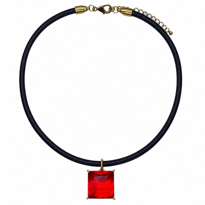 Colar de seda e cristal vermelho