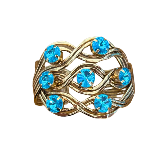 Pulseira Cravejada Cristais Aquamarine