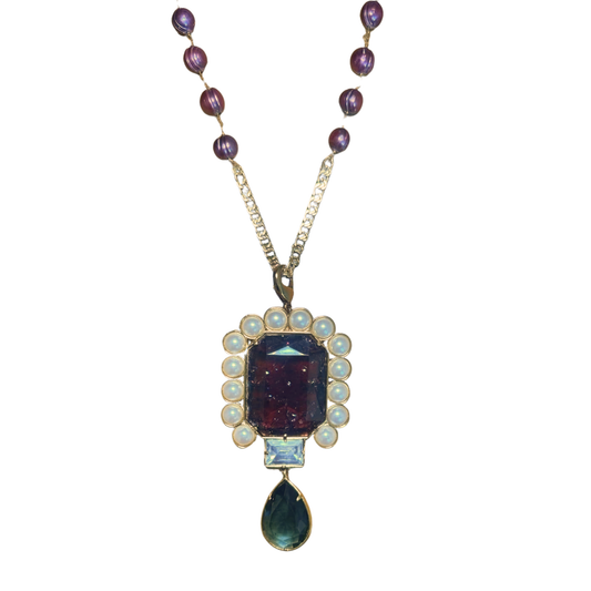 Colar Chateau Gravata Cristal Roxo