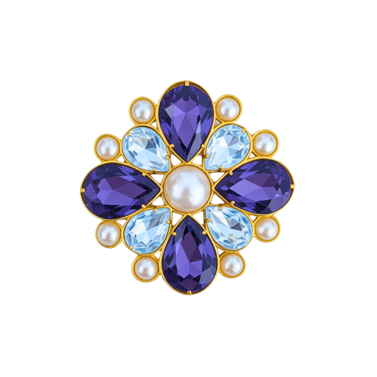 Broche Chateau Ametista e Pérolas