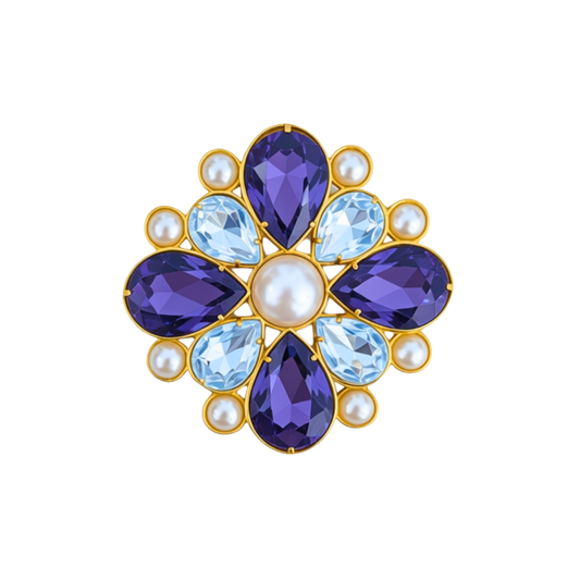 Broche Chateau Ametista e Pérolas