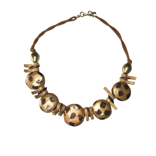 Colar Madeira Animal Print Vintage