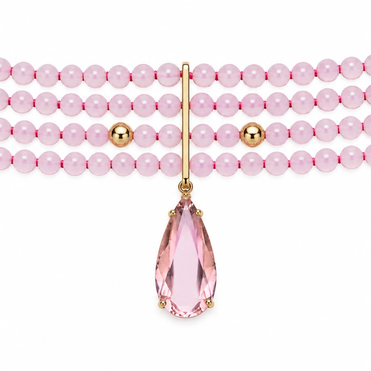 Chocker Cristais Quartzo Rosa