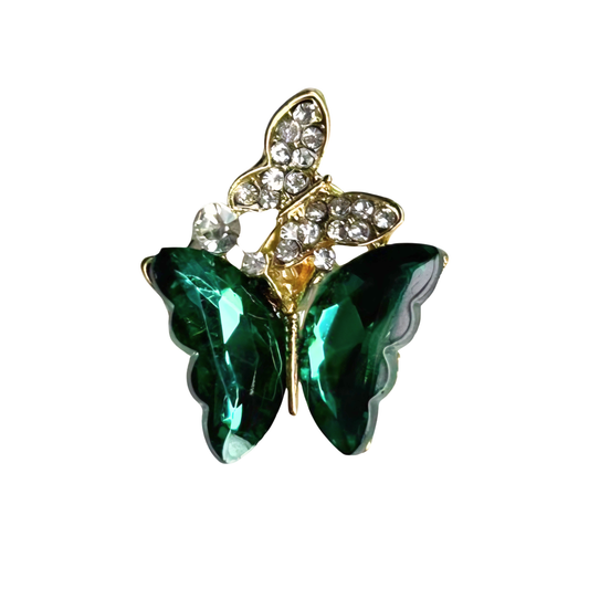 Broche Borboleta Verde de Cristal
