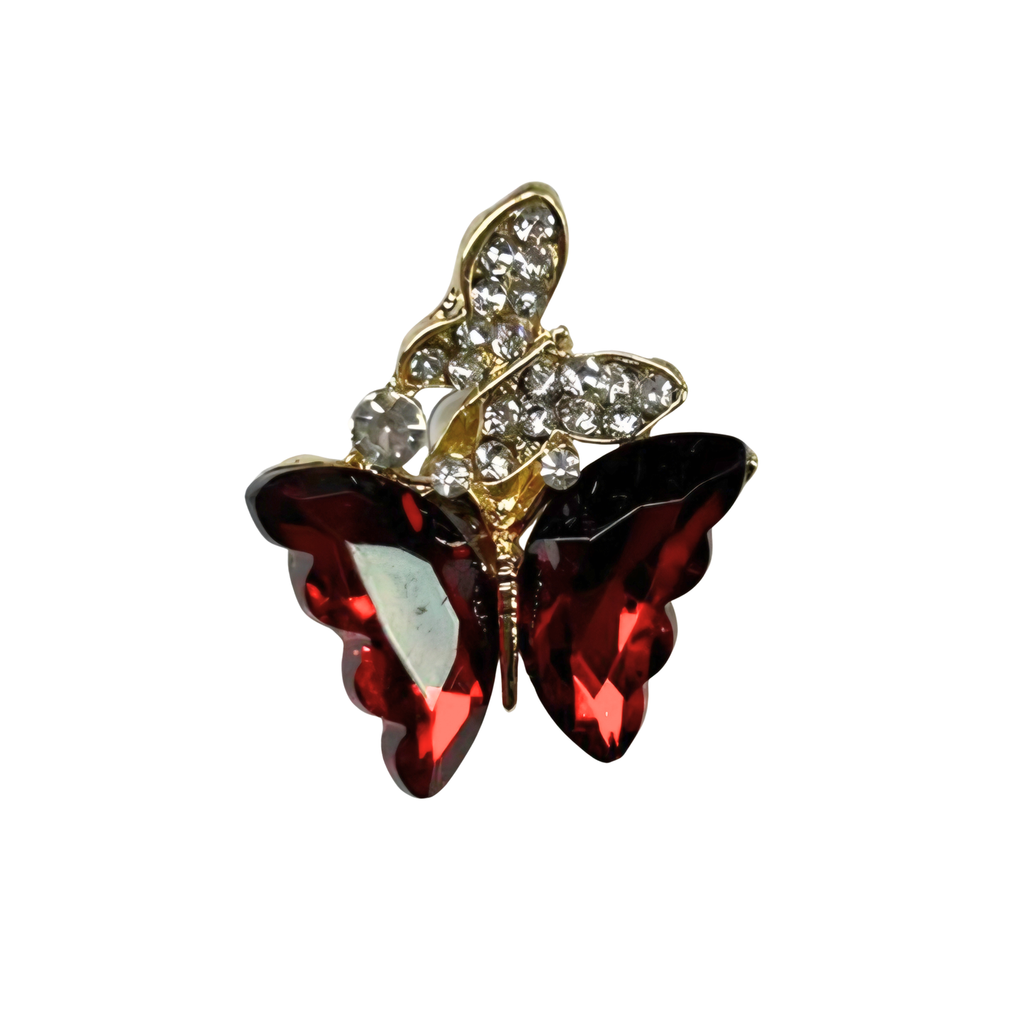 Broche Borboleta Vermelha Cristal
