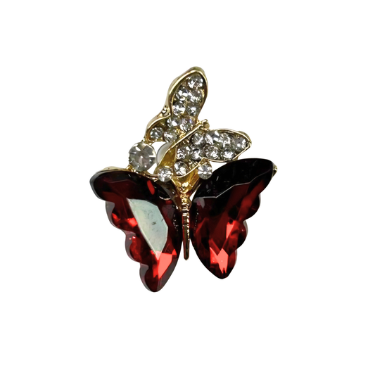 Broche Borboleta Vermelha Cristal