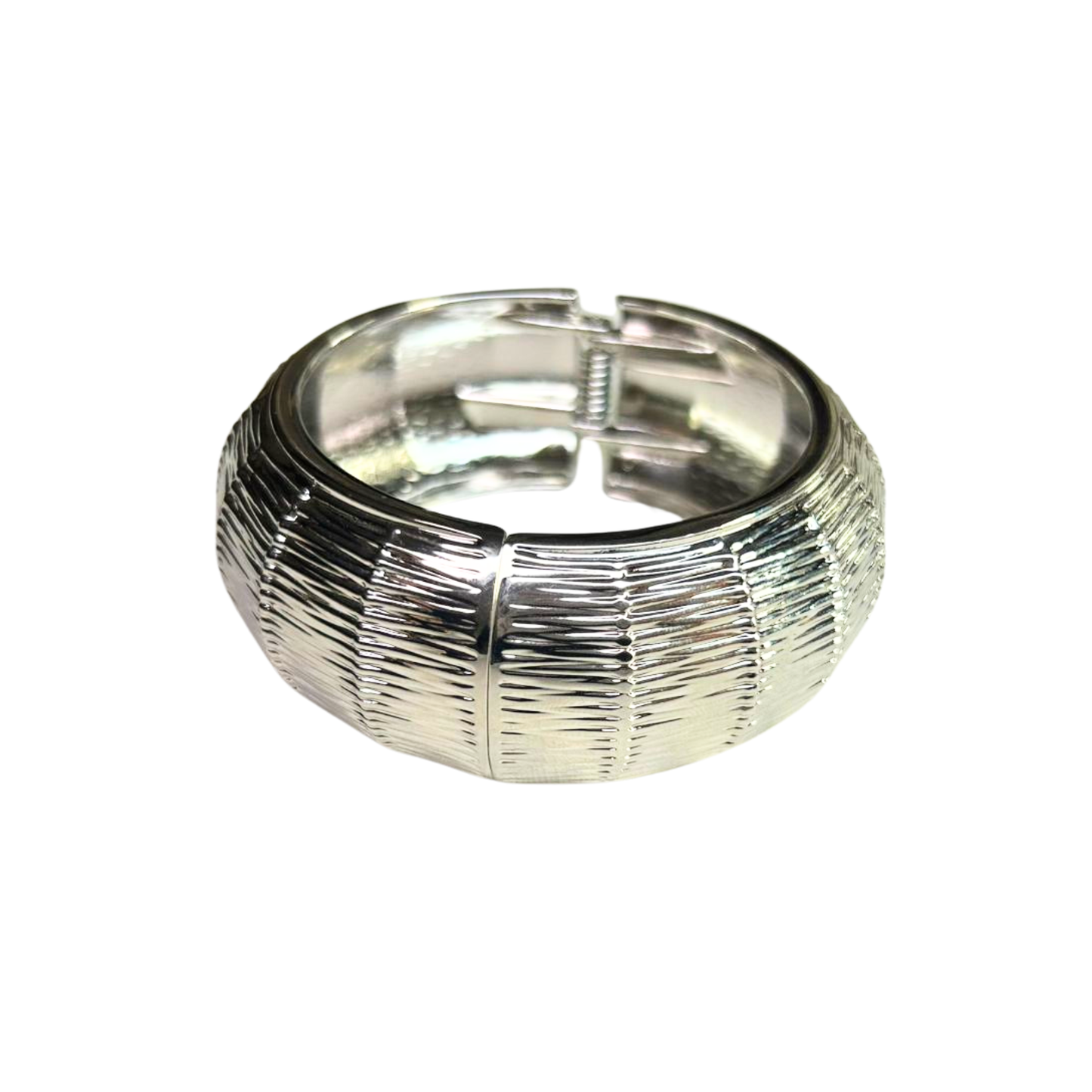 Pulseira Prata Bambu Texturizada