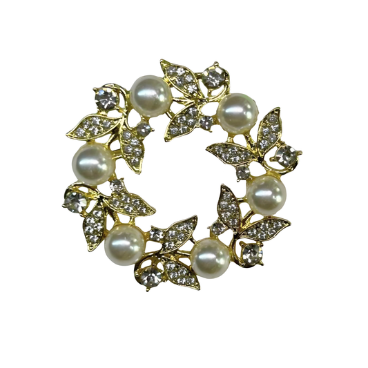 Broche Galhos Pérolas Cravejado