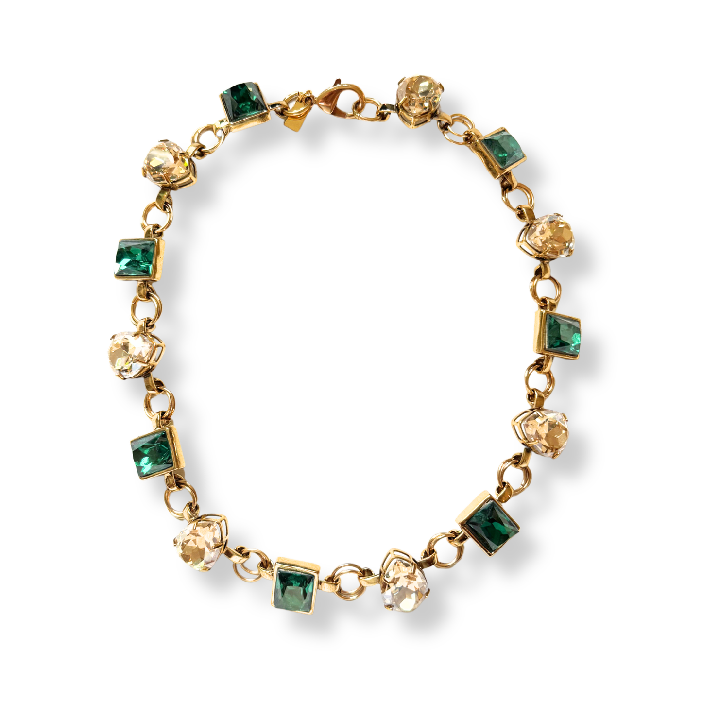 Chocker Cristais Josephine Verde e Champanhe