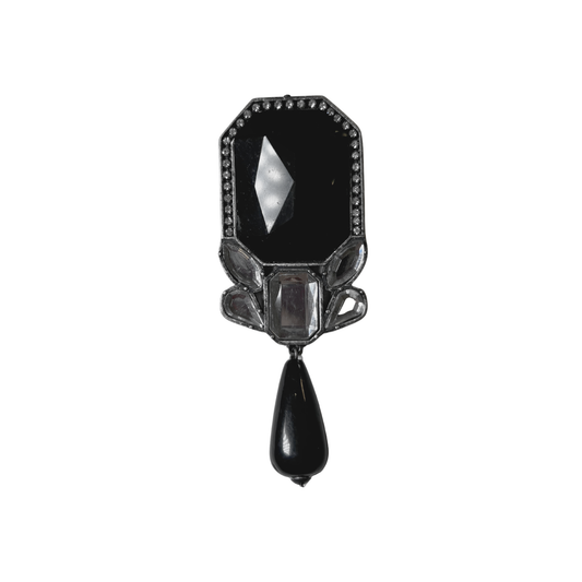 Broche Cristal Preto com Gota