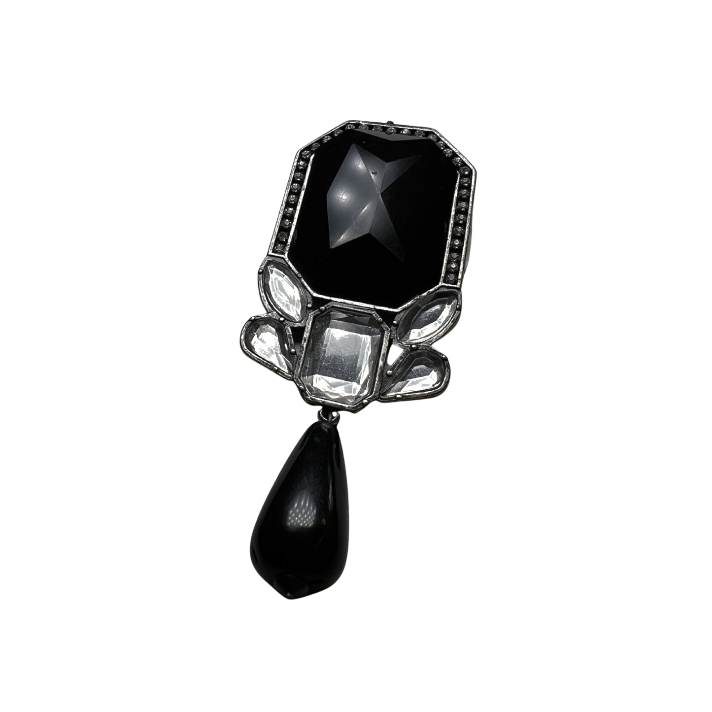 Broche Cristal Preto com Gota