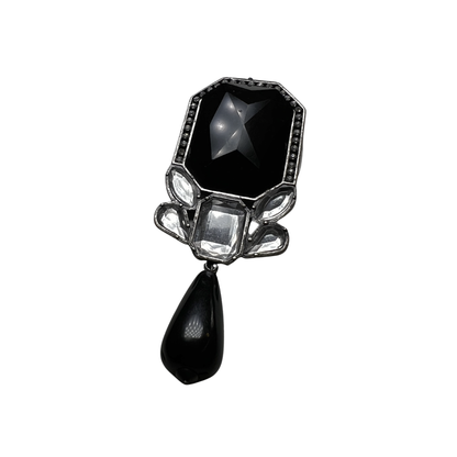Broche Cristal Preto com Gota