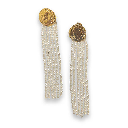 Brinco Moeda com Chuveiro de Pérolas