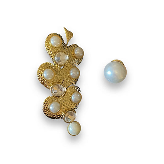 Brinco Três Corações Pérola