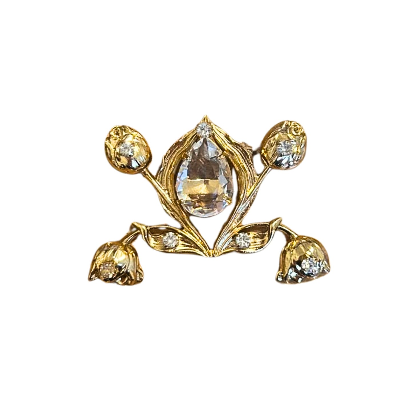 Broche Rosas e Cristais