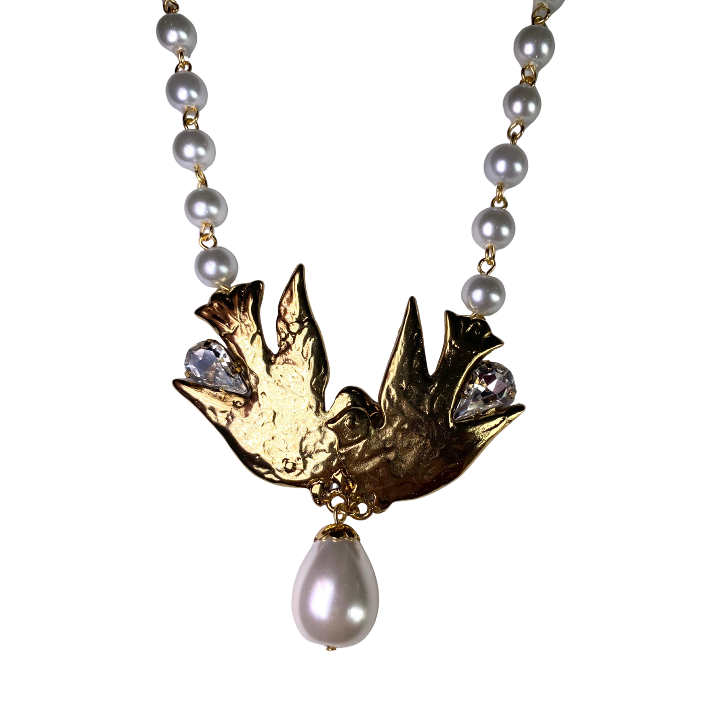 Colar Pombas com Pérolas