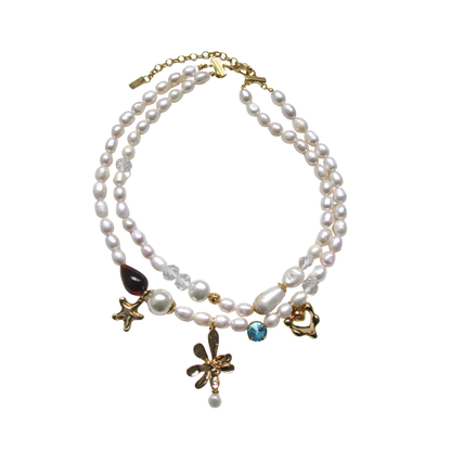 Colar Duplo Pérola Charms