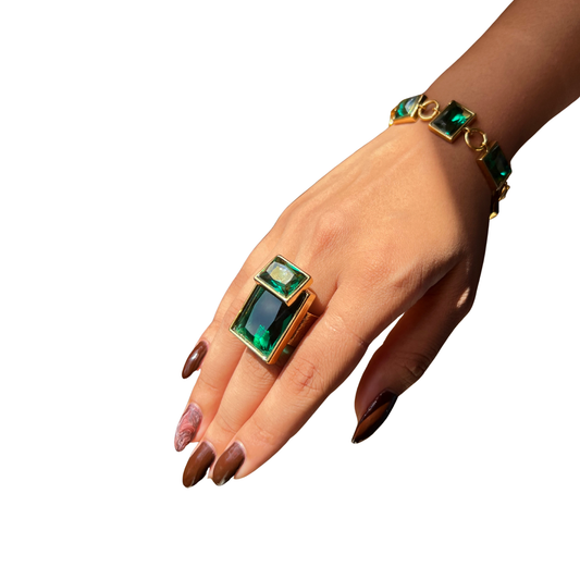 Anel Realeza Josephine Verde