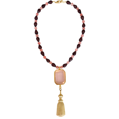 Colar Ágata Rosa com Ametistas