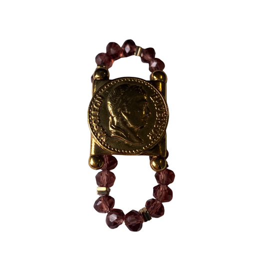 Anel Euro Cristal Roxo