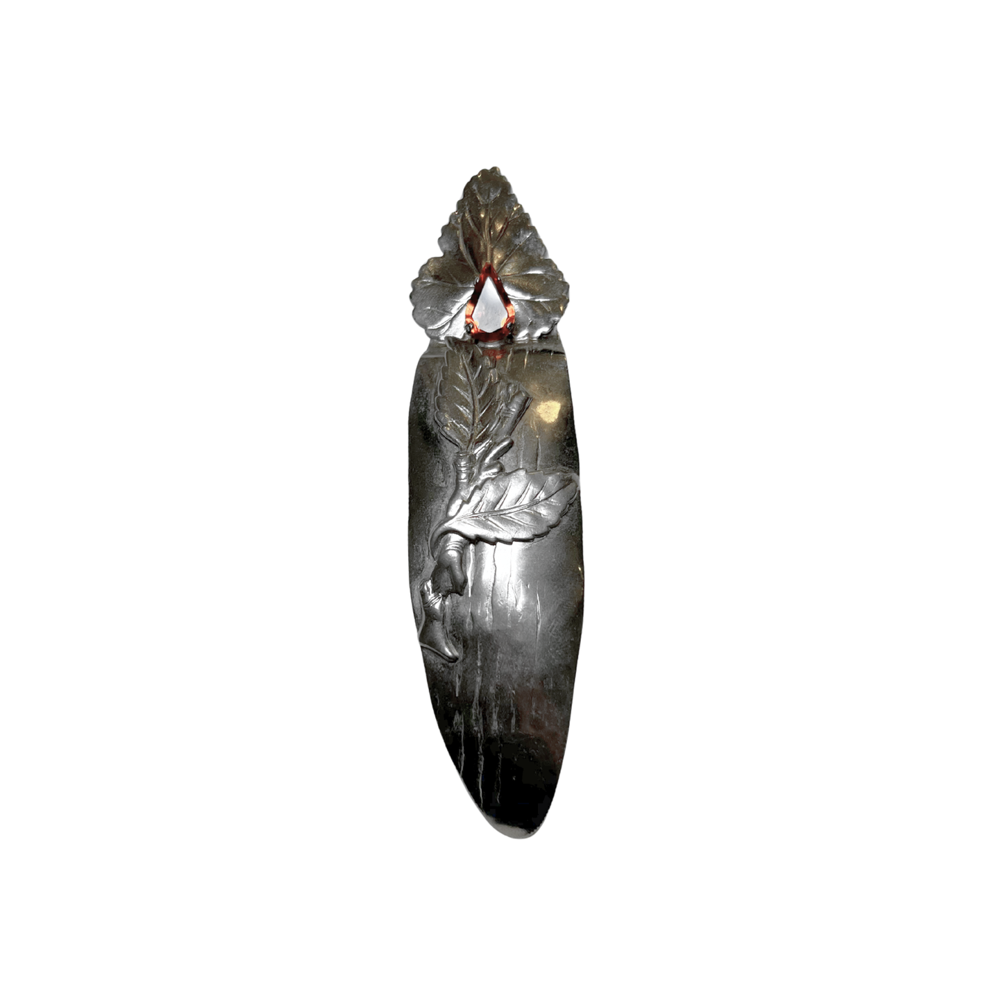 Broche Folhas com Gota de Citrino