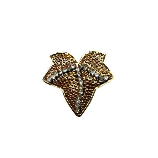 Broche Folha e Cristais