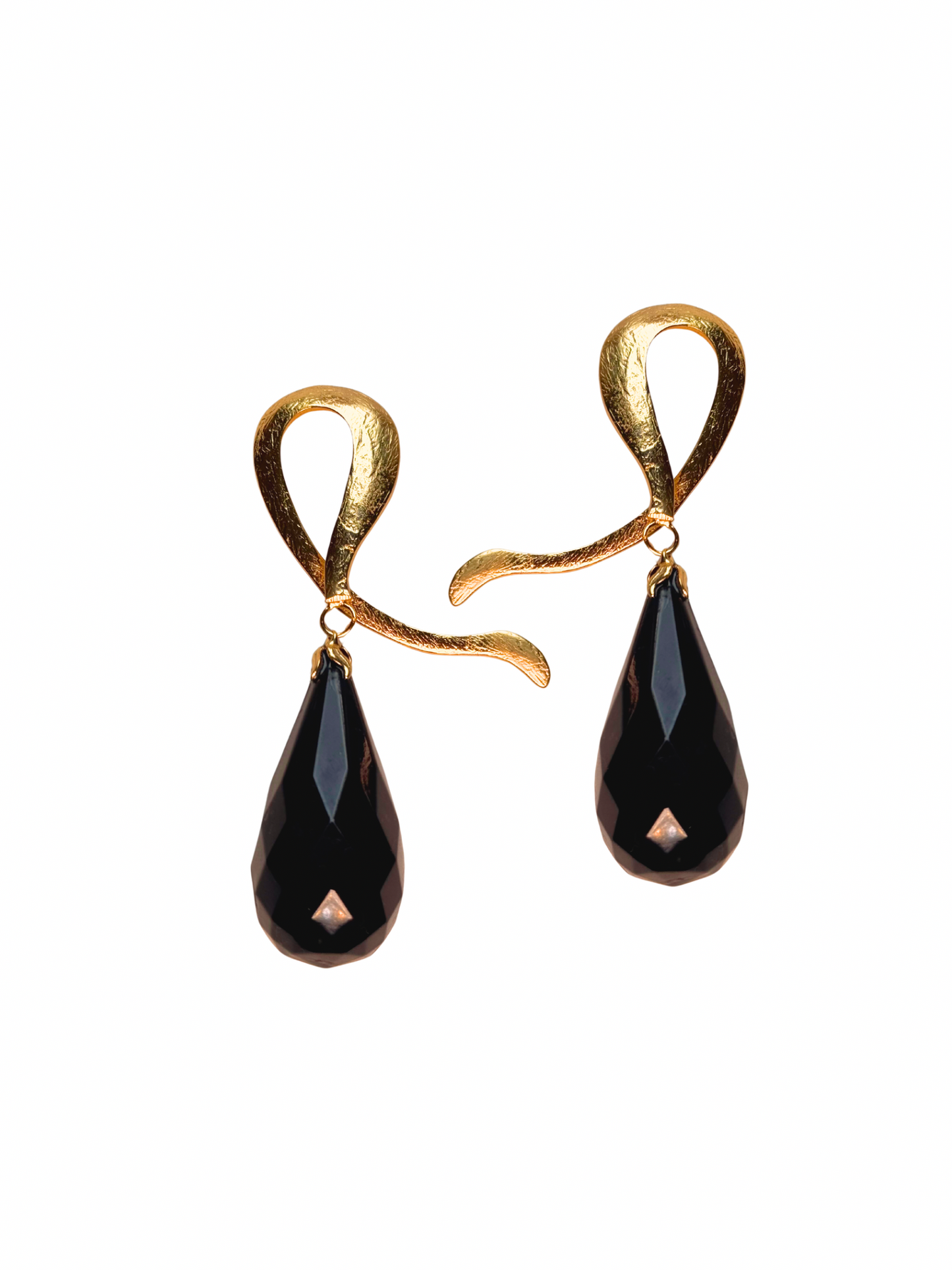 Brinco Portrait com Gota de Vidro Preto