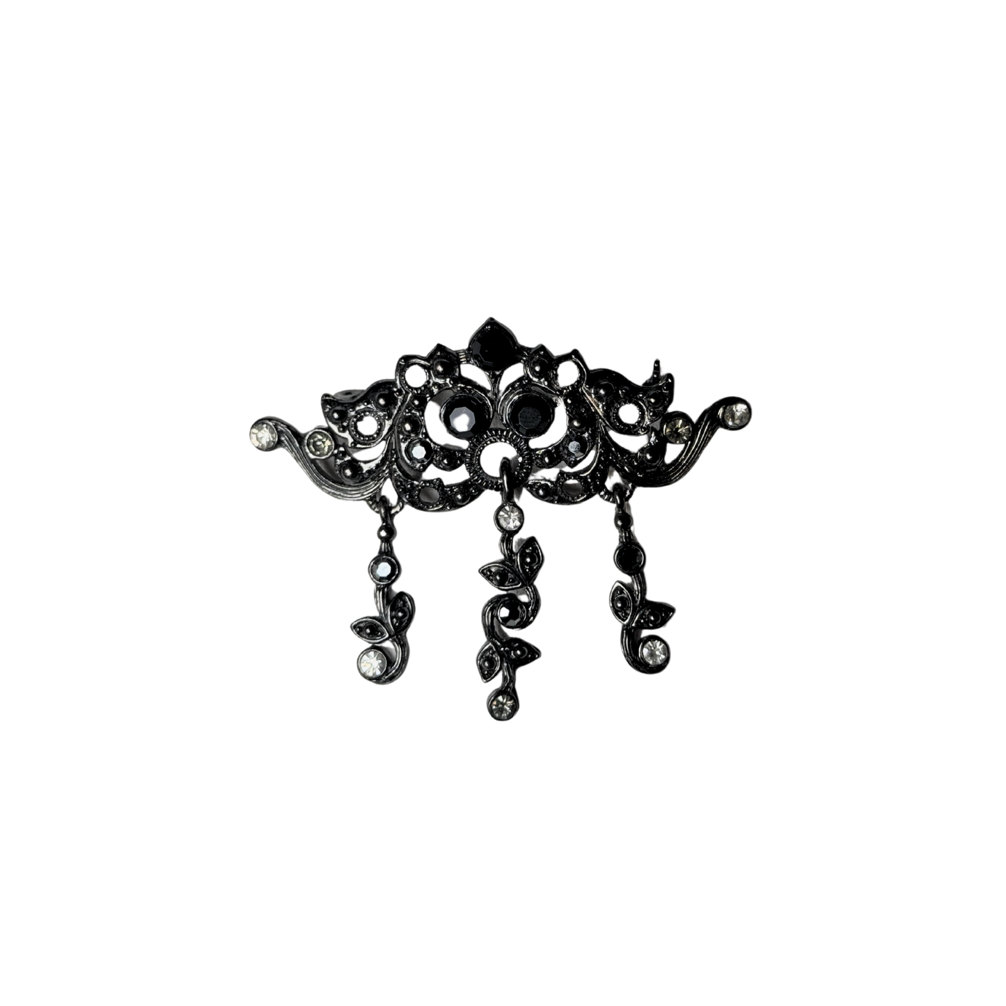 Broche Vintage Preto com Cristais