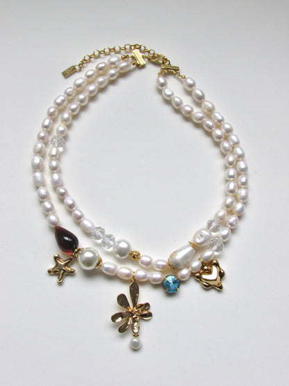 Colar Duplo Pérola Charms